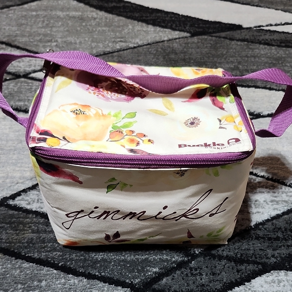 VINTAGE BUCKLE GIMMICKS FLORAL INSULATED FULL-ZIP CARRY LUNCH BAG